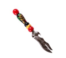 Нож шампурный с узором и деревянной ручкой «ШАР» Касимовская роспись 2,5х45х150(300)мм 2К-326
