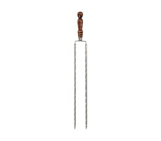 Вилка-шампур нерж., с узором и деревянной ручкой «ФИГУРНАЯ» 700(500х2)х12х2,5 2К-603